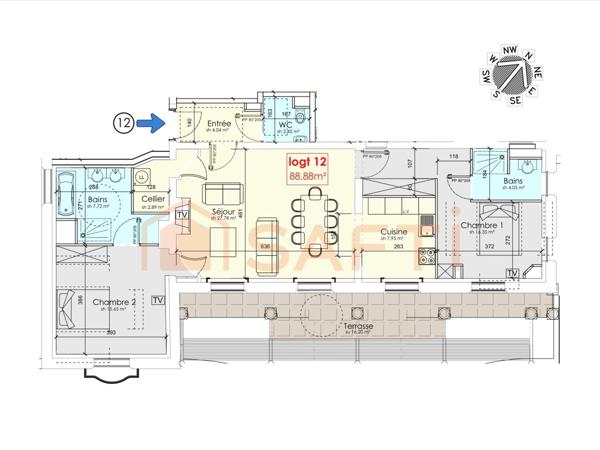 Appartement T3 de charme avec grand balcon