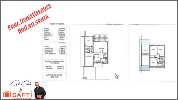 Pavillon loué avec bail en cours pour investissement locatif 4 chambres 101 m2 sur un terrain clos de 458 m2