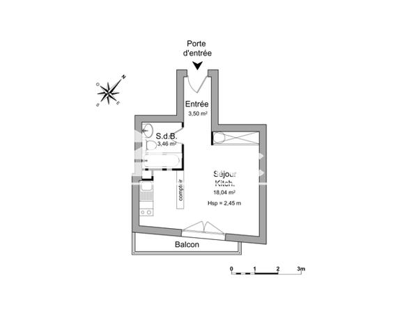 Location Studio meublé 24.59 m² - 134/136 COURS DE L'ARGONNE Bordeaux 33000