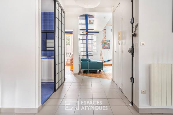 Duplex traversant au dernier étage avec appartement communiquant