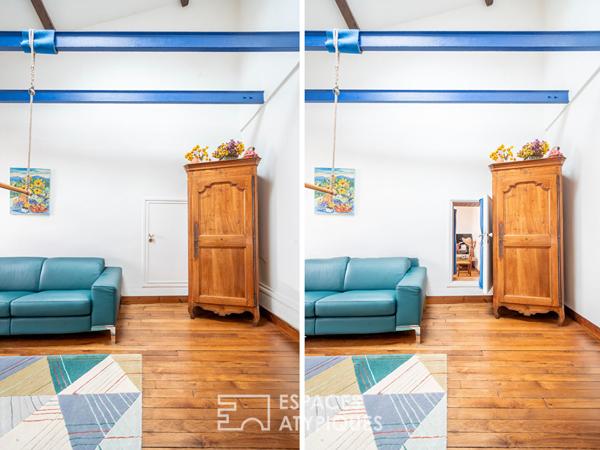 Duplex traversant au dernier étage avec appartement communiquant