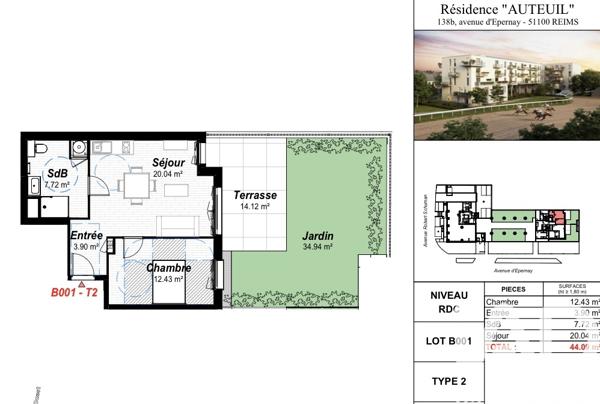Appartement à vendre 2 pièces 44 m² Reims