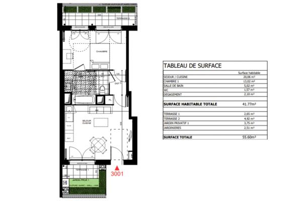 Appartement T2 41,77 m² avec terrasses et jardin – La Frette-sur-Seine (95530)
