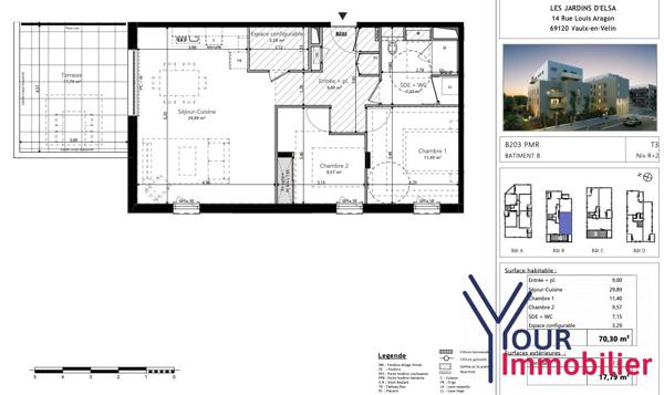 Appartement 3 pièces 70 m²