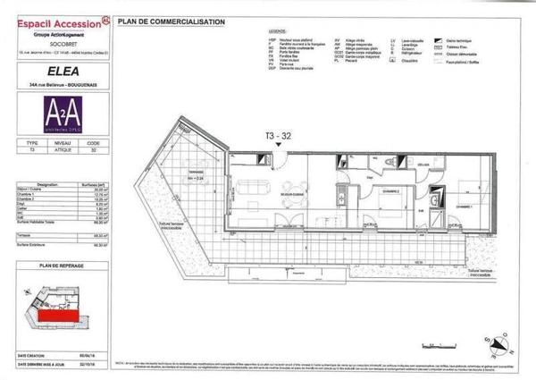 Appartement 3 pièces                                        - 44340 Bouguenais - Les Couëts-Est Réf : 12017