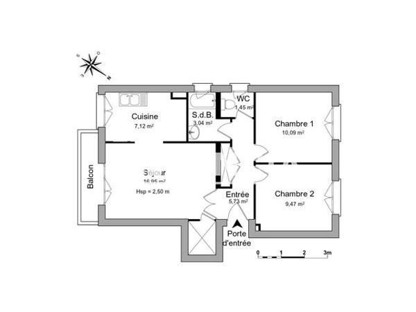 Location Appartement 3 pièces 53.85 m² - 38 TRSE TRIVIER Marseille 13004