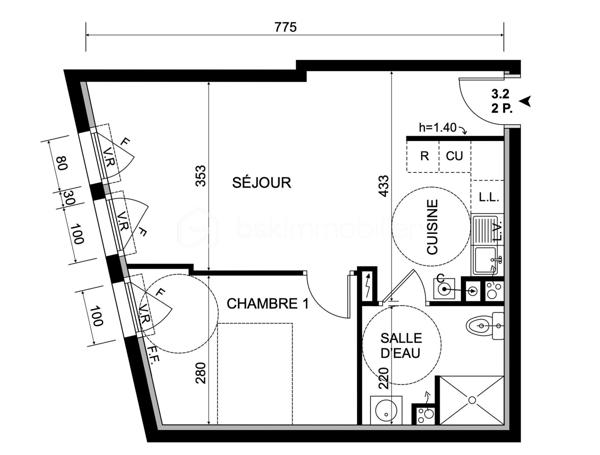 Appartement de 44,53 m²