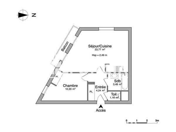 Location Appartement 2 pièces 44 m² - 79 BLD GABRIEL LAURIOL Nantes 44300