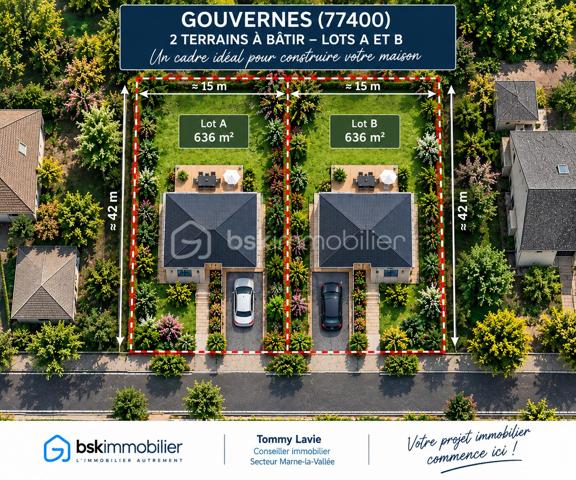 Rare sur le secteur !

À Gouvernes, dans un environnement résidentiel agréable et verdoyant, venez découvrir ce beau terrain à bâtir de 636 m², offrant un joli potentiel pour la réalisation de votre future maison.

Le terrain bénéficie d’une façade d’environ 15 mètres et d’une belle profondeur permettant d’imaginer une maison familiale avec garage, stationnements et jardin.

✨ Les atouts :

636 m² de terrain
Environ 15 m de façade
Terrain issu d’une division réalisée par géomètre
Lot identifié « à bâtir » sur le plan de division
Possibilité de projet de maison familiale
Environnement résidentiel et verdoyant
Étude d’implantation disponible pour faciliter votre projection

👉 Deux lots de 636 m² sont disponibles, une belle opportunité également pour deux familles souhaitant construire à proximité.

Projet soumis au respect du PLU et aux autorisations d’urbanisme en vigueur.

📞 Contactez-moi pour obtenir le dossier complet, découvrir l’étude d’implantation et organiser une visite.

Tommy Lavie – BSK Immobilier