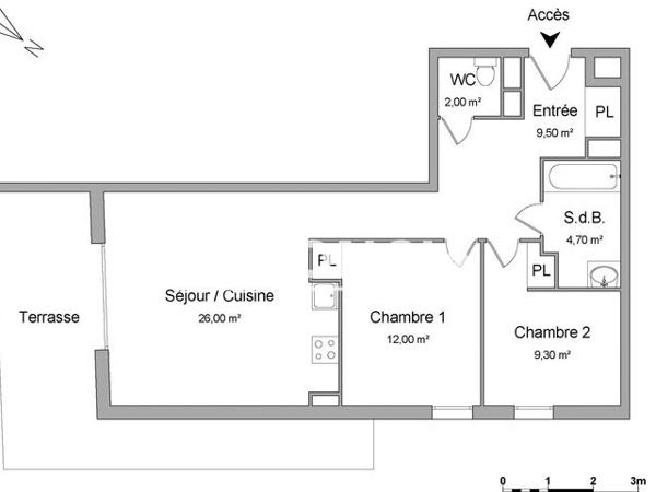 Location Appartement 3 pièces 63.5 m² - 210 RUE DU MAS NEGRE Montpellier 34070