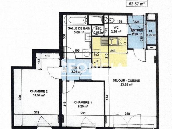 À vendre Appartement 3 pièces 62.57 m² - Montpellier 34080