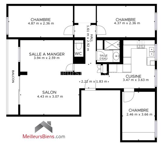  Appartement 5 pièces 79 m2