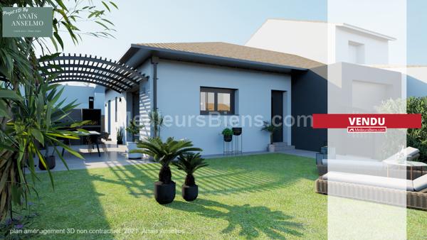 Villa T4 3 faces de 95m2 en plain pied sur une parcelle de 330m2 piscinable à Toulouges