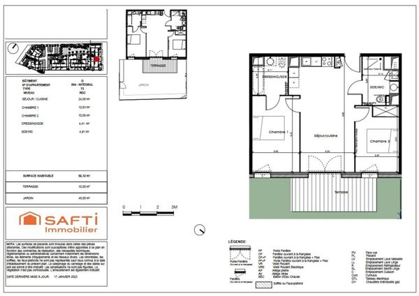 Appartement T3 56m2 et jardin