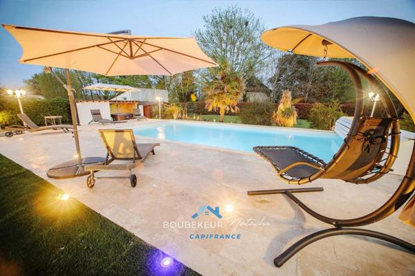 Villa à Prigonrieux en Dordogne(24), 252 m² habitable, 8 pièces, 6 chambres, piscine et terrain 3200m² clos