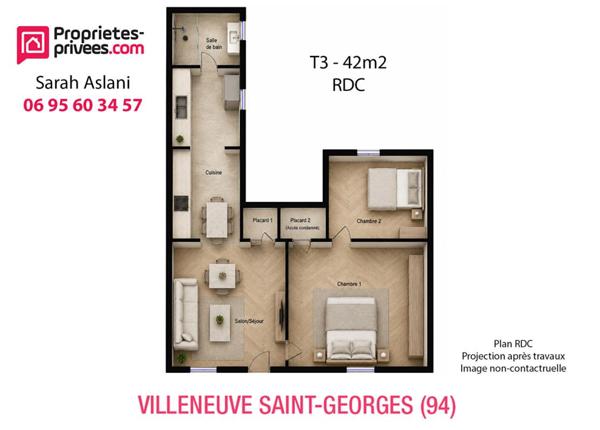 94190 VILLENEUVE SAINT GEORGES - Appartement T3  avec jardin partagé + cave