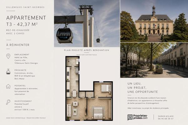 94190 VILLENEUVE SAINT GEORGES - Appartement T3  avec jardin partagé + cave