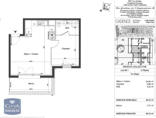 Appartement à louer 2 pièces 37.8m²