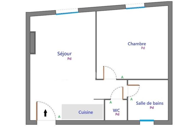COURBEVOIE (92)/BECON. 2 PIÈCES, LUMINEUX, 2iè ÉTAGE, 31,25M2