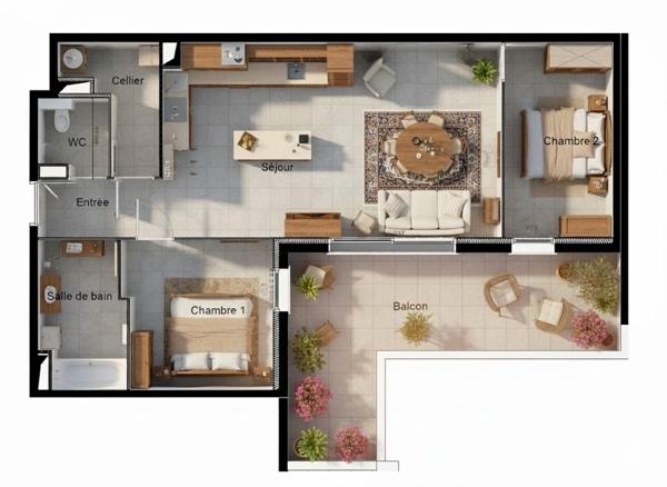 Dernier étage. T3 lumineux 72,30 m² avec terrasse spacieuse et parking sécurisé