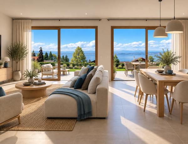 VILLA NEUVE À ÉVIAN-LES-BAINS – VUE LAC – 4 CHAMBRES – JARDIN – GARAGE