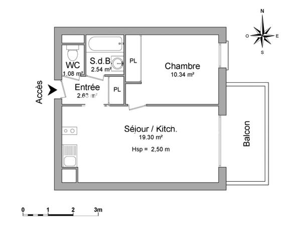 Location Appartement 2 pièces 35.89 m² - 95 RUE BOUTIERS Cognac 16100