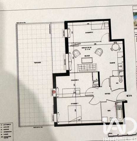 Appartement à vendre 4 pièces 66 m² Trappes