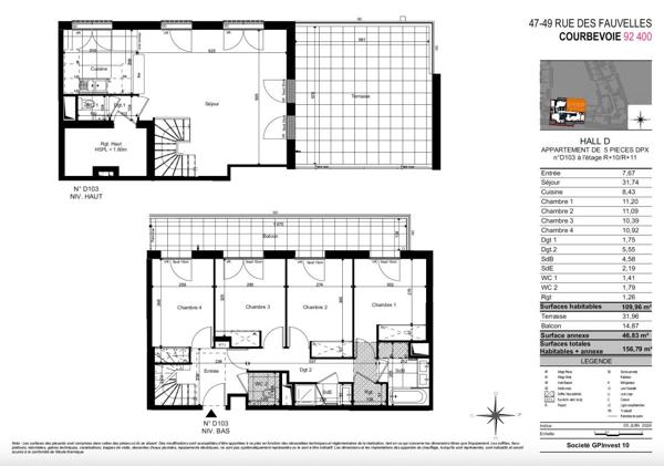 Location Appartement 5 pièces 109.96 m² - Courbevoie 92400