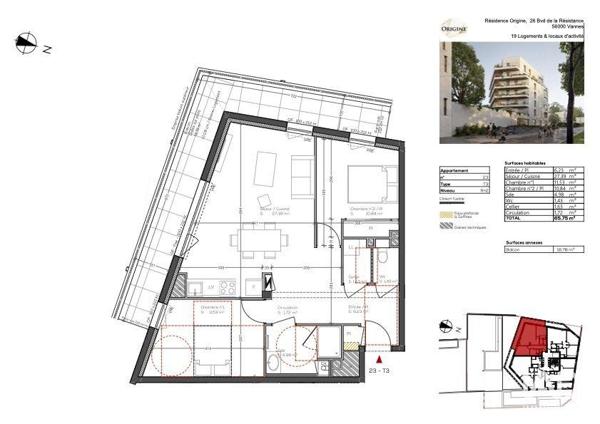 Appartement à vendre 3 pièces 65 m² Vannes
