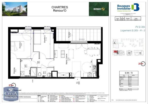 Appartement à louer 3 pièces 69.28m² Chartres (28000)