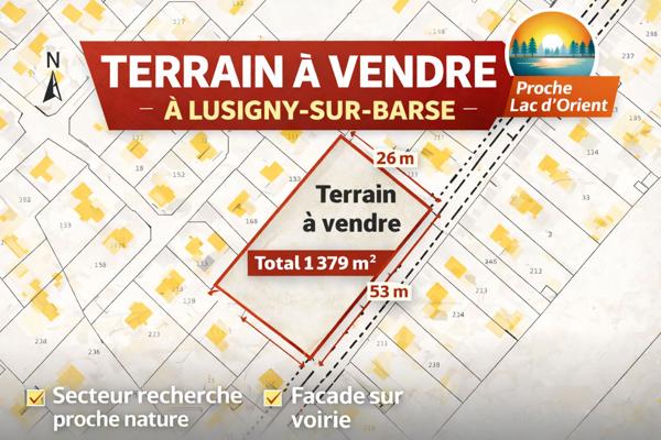 Terrain à bâtir à Lusigny sur Barse de plus de 1300m2, une belle opportunité pour concrétiser votre projet immobilier