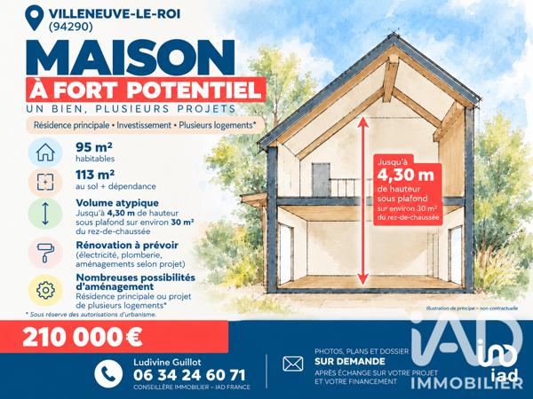 Maison à vendre 4 pièces 95 m² Villeneuve-le-Roi