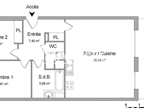 Location Appartement 3 pièces 68 m² - 4 AVENUE DES 40 JOURNAUX Bordeaux 33000