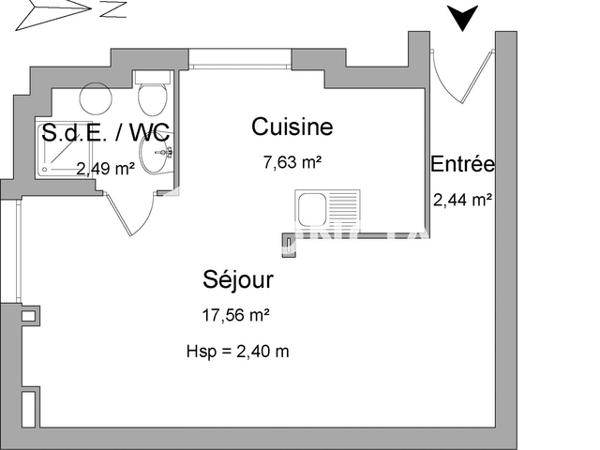 Location Studio meublé 30.38 m² - 69 BLD DE LA TOUR D'AUVERGNE Rennes 35000