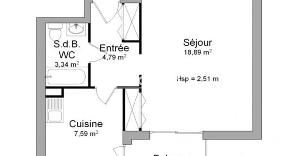 À vendre Studio 34.61 m² - Grenoble 38100