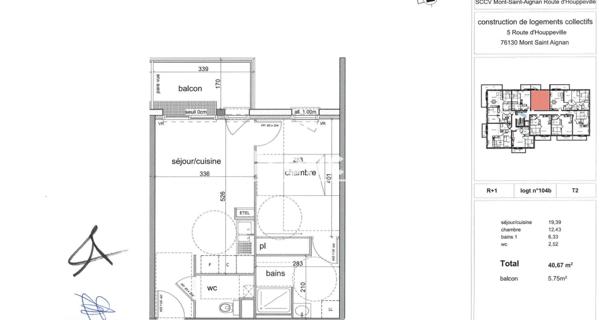 Location Appartement 2 pièces 38.65 m² - Le Havre 76600