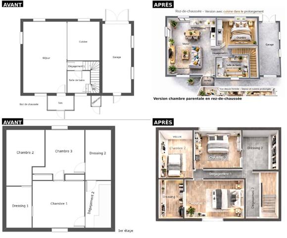 Maison 4/5 pièces, 97,28m², terrain 384, garage, cave