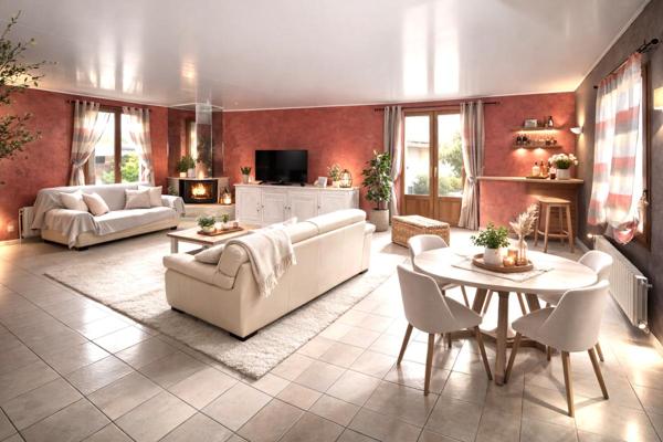 Maison 4/5 pièces, 97,28m², terrain 384, garage, cave