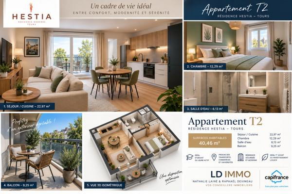 appartement à vendre 2 pièces TOURS (37)