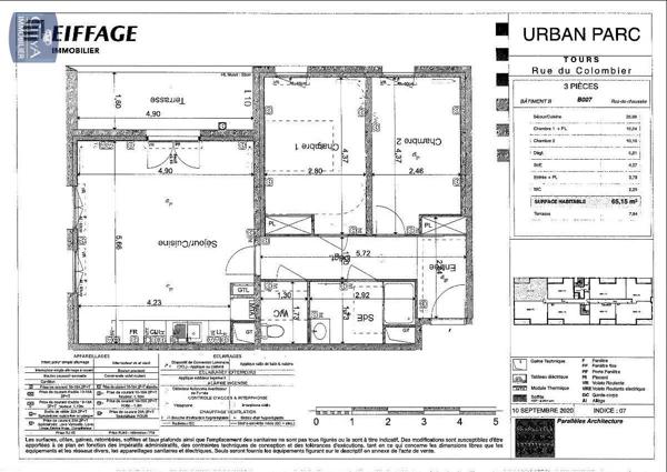 Appartement à louer 3 pièces 65.15m²