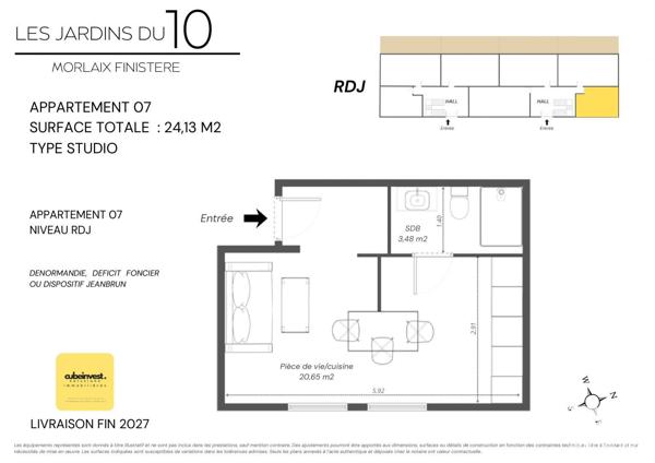 Studio à vendre 24 m² Morlaix