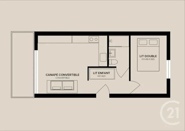 Appartement T2 à vendre  2 pièces - 34,40 m 2   NEUFCHATEL HARDELOT  - 62