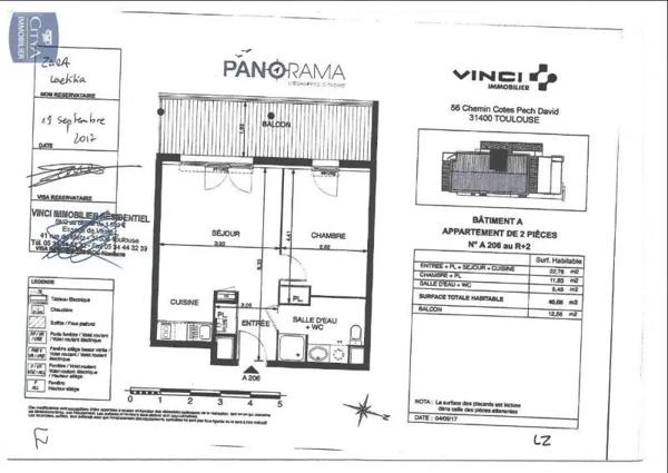 Appartement à louer 2 pièces 39.96m² Toulouse (31400)