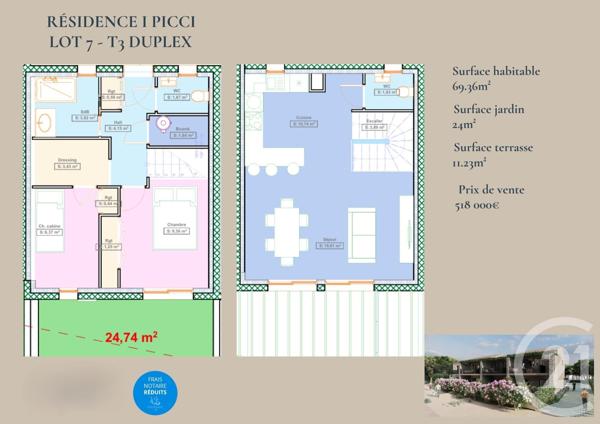 Appartement Duplex à vendre  3 pièces - 69,36 m2 LUMIO - 202