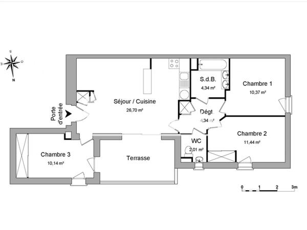 Location Appartement 4 pièces 69.34 m² - 392 RUE LEON BOURGEOIS Beziers 34500