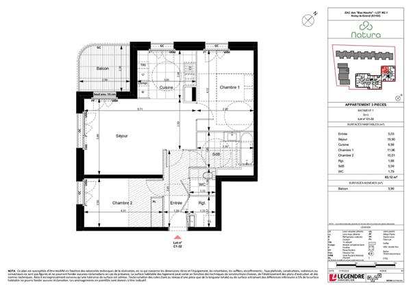 Achat appartement Noisy-le-Grand - 3 pièce(s) - 63 m² - 360 000 €