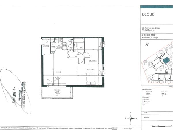 Location Appartement 3 pièces 65.67 m² - 60/62 Avenue de Saige Pessac 33400