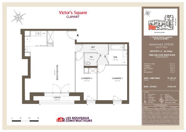Appartement 3 pièces 71.19 m2