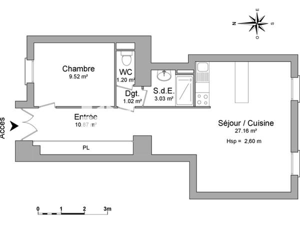 Location Appartement 2 pièces 52.8 m² - 13/15 COURS DU CHAPEAU ROUGE Bordeaux 33000