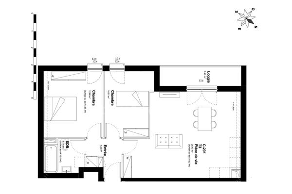 Appartement à vendre 3 pièces MONTFERMEIL (93)